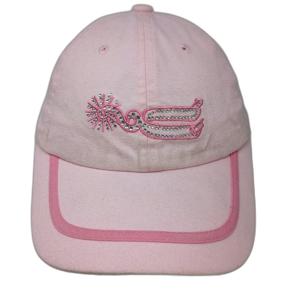 Foxfire Baseball Cap Pink OSFM Rhinestone Spur Embroidery Strapback Hat Cotton